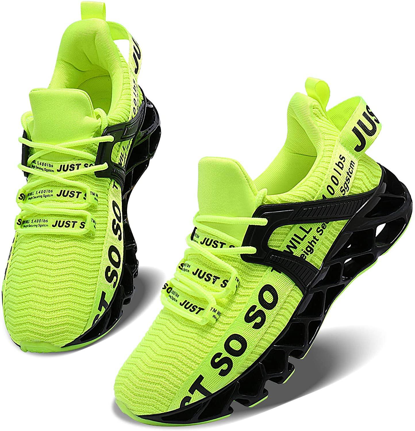 JSLEAP Mens Running Shoes Walking Non Slip Blade Type Sneakers