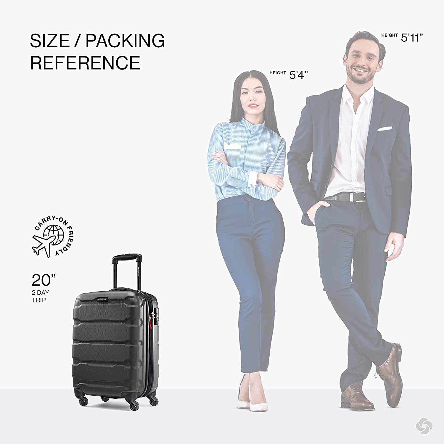 Samsonite Omni PC Hardside Expandable Luggage with Spinner Wheels, Black, Carry-On 20-Inch