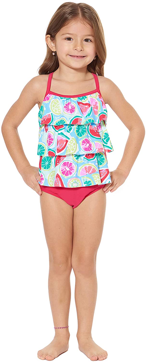 Tommy Bahama Girls' Flounce Ruffle Tankini Two Piece Bikini Set