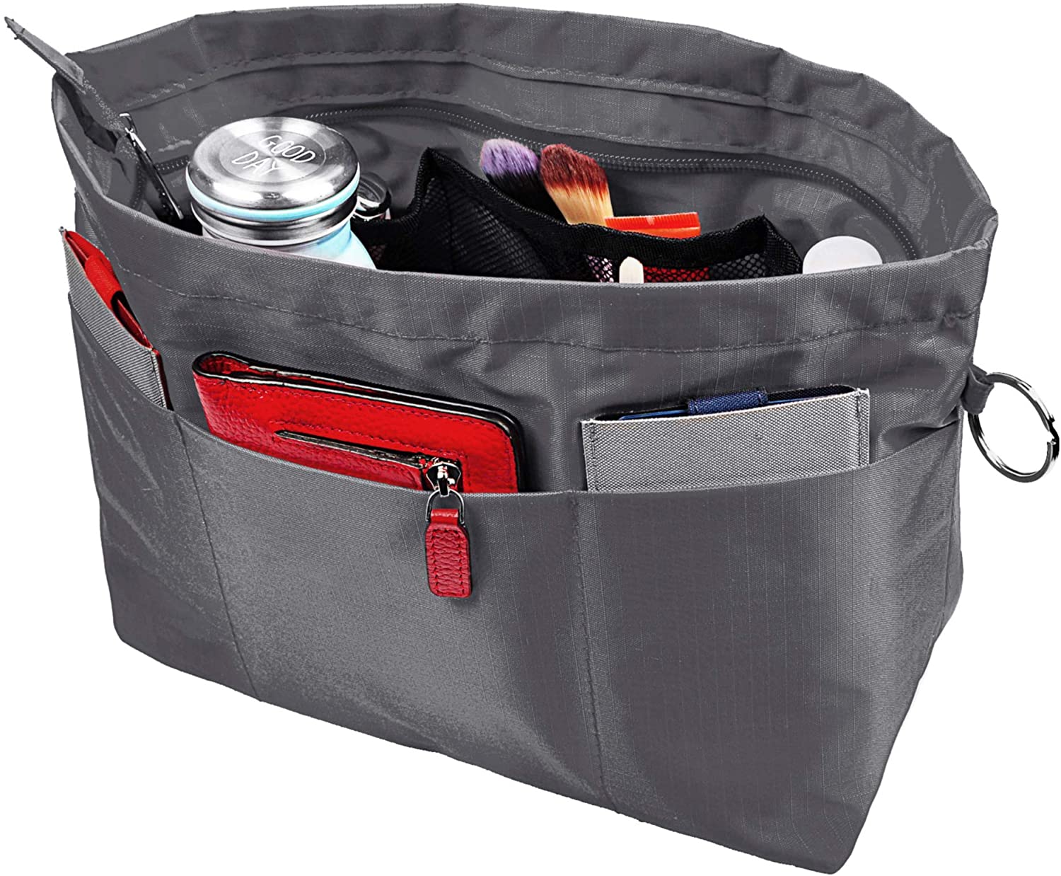 Vercord Purse Organizer Insert Bag Tote Handbags Pocketbook Inserts Organizers Zipper 11 Pockets Black Medium