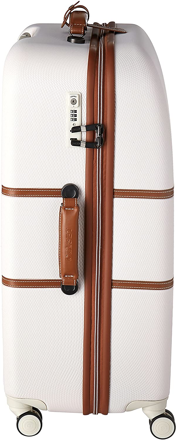 DELSEY Paris Chatelet Hardside Luggage with Spinner Wheels, Chocolate Brown, Checked-Large 28 Inch, with Brake