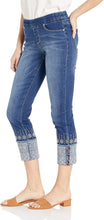 
                        
                          Load image into Gallery viewer, Jag Jeans Women's Lewis Straight Cuffed Pull on Crop with Embroidery
                        
                      