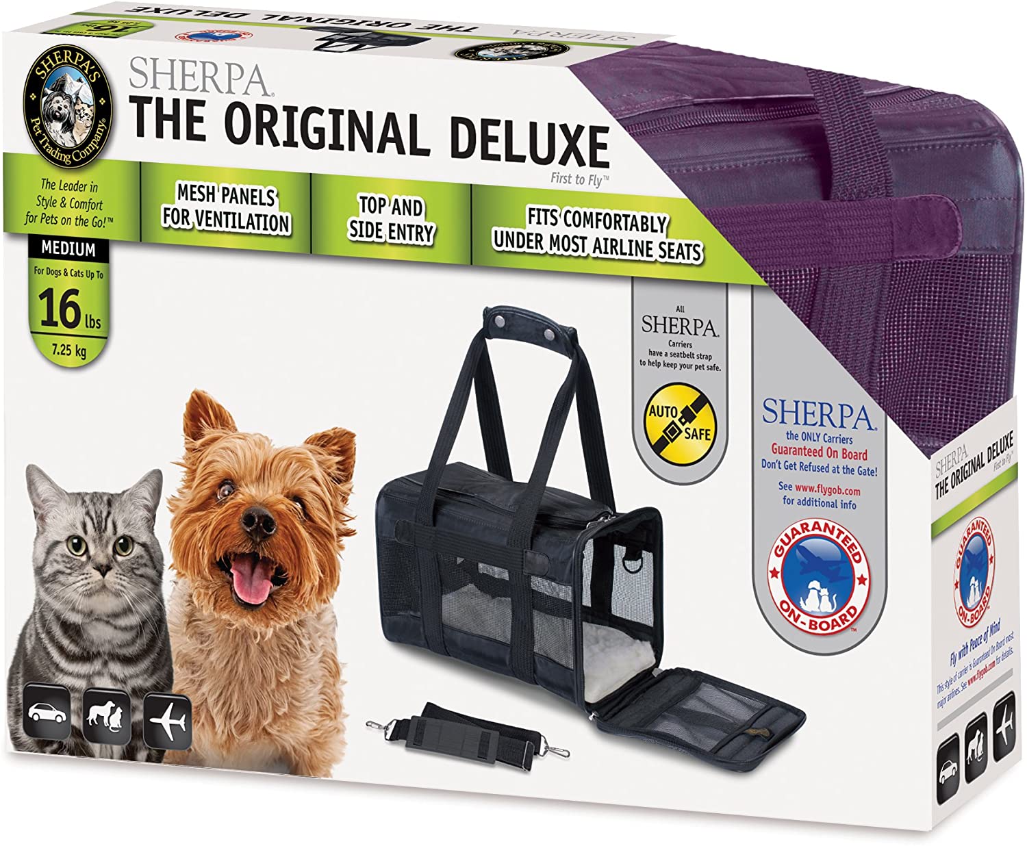 Sherpa Original Deluxe Airline Approved Pet Carrier, Medium, Black