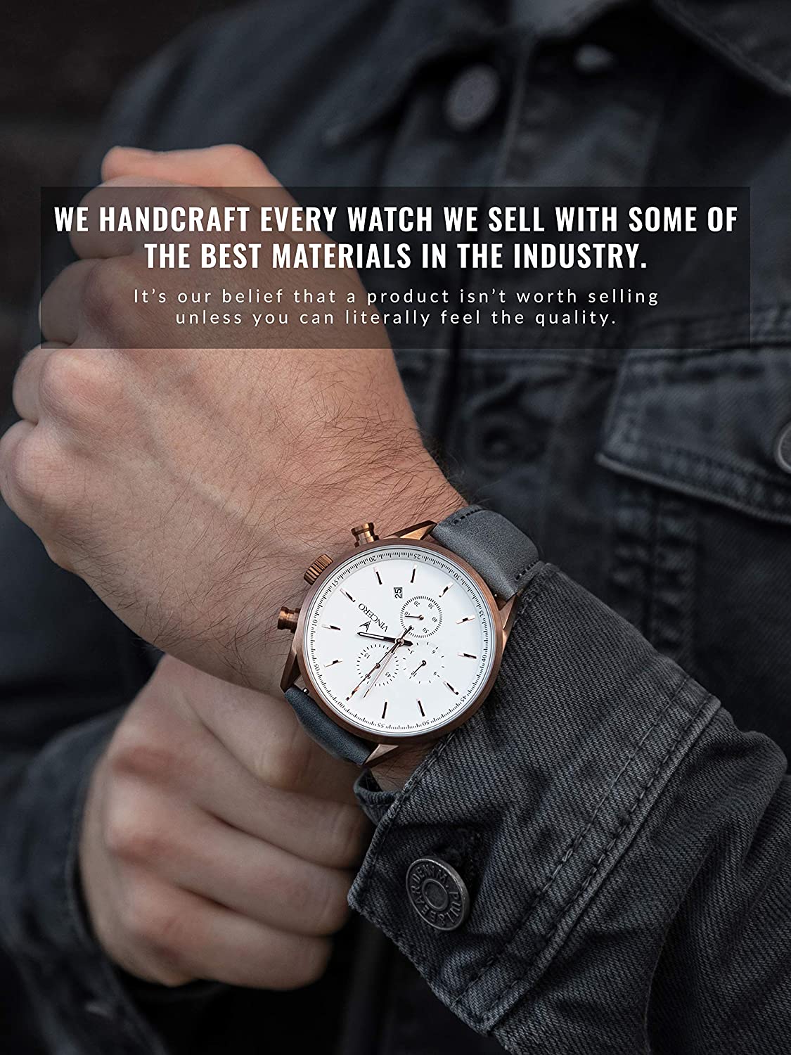 Vincero Luxury Men's Chrono S Wrist Watch - Top Grain Italian Leather Watch Band - 43mm Chronograph Watch - Japanese Quartz Movement…