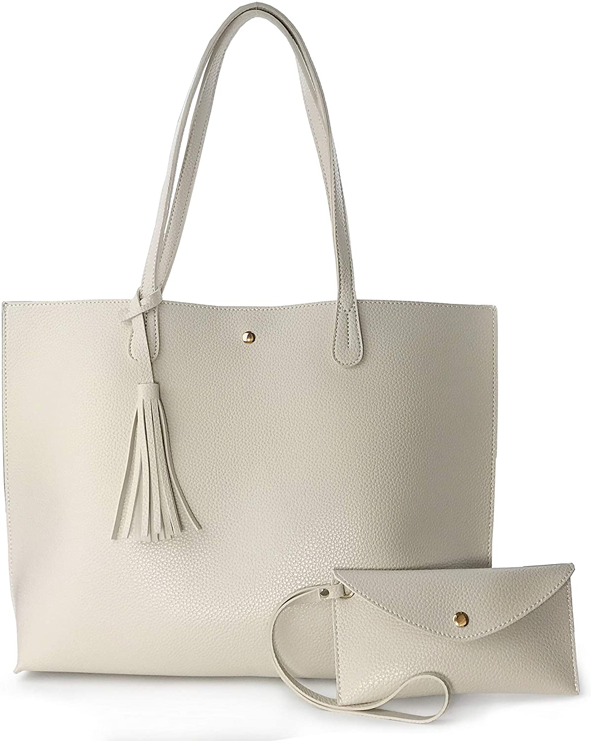 Minimalist Clean Cut Pebbled Faux Leather Tote Womens Shoulder Handbag