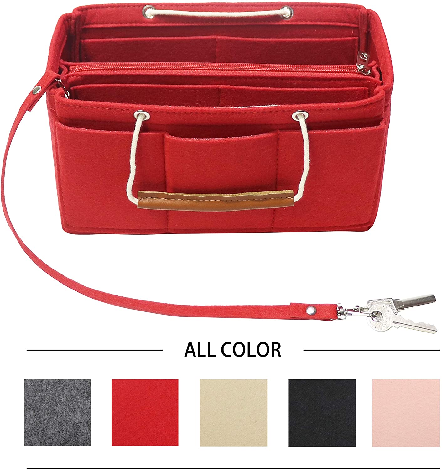 MISIXILE Felt Insert Bag Organizer - 2in1, Bag In Bag Tote Purse Organizer with Handles for Speedy Neverfull Longchamp