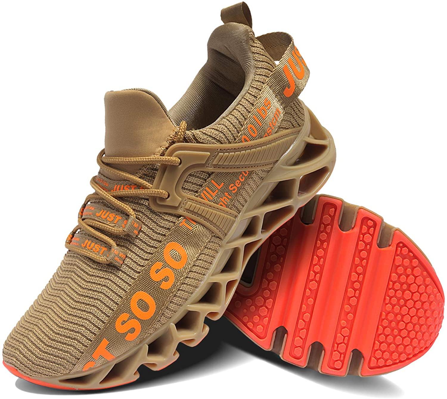 JSLEAP Mens Running Shoes Walking Non Slip Blade Type Sneakers