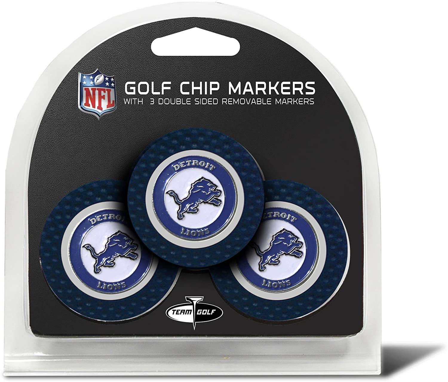 Team Golf NFL Golf Chip Ball Markers (3 Count), Poker Chip Size with Pop Out Smaller Double-Sided Enamel Markers - JOY2ESpree