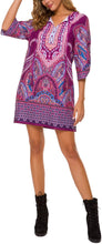 
                        
                          Load image into Gallery viewer, Women Bohemian Neck Tie Vintage Printed Ethnic Style Summer Shift Dress
                        
                      