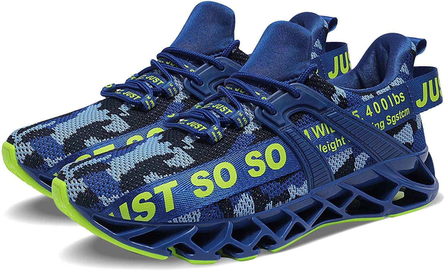 JSLEAP Mens Running Shoes Walking Non Slip Blade Type Sneakers