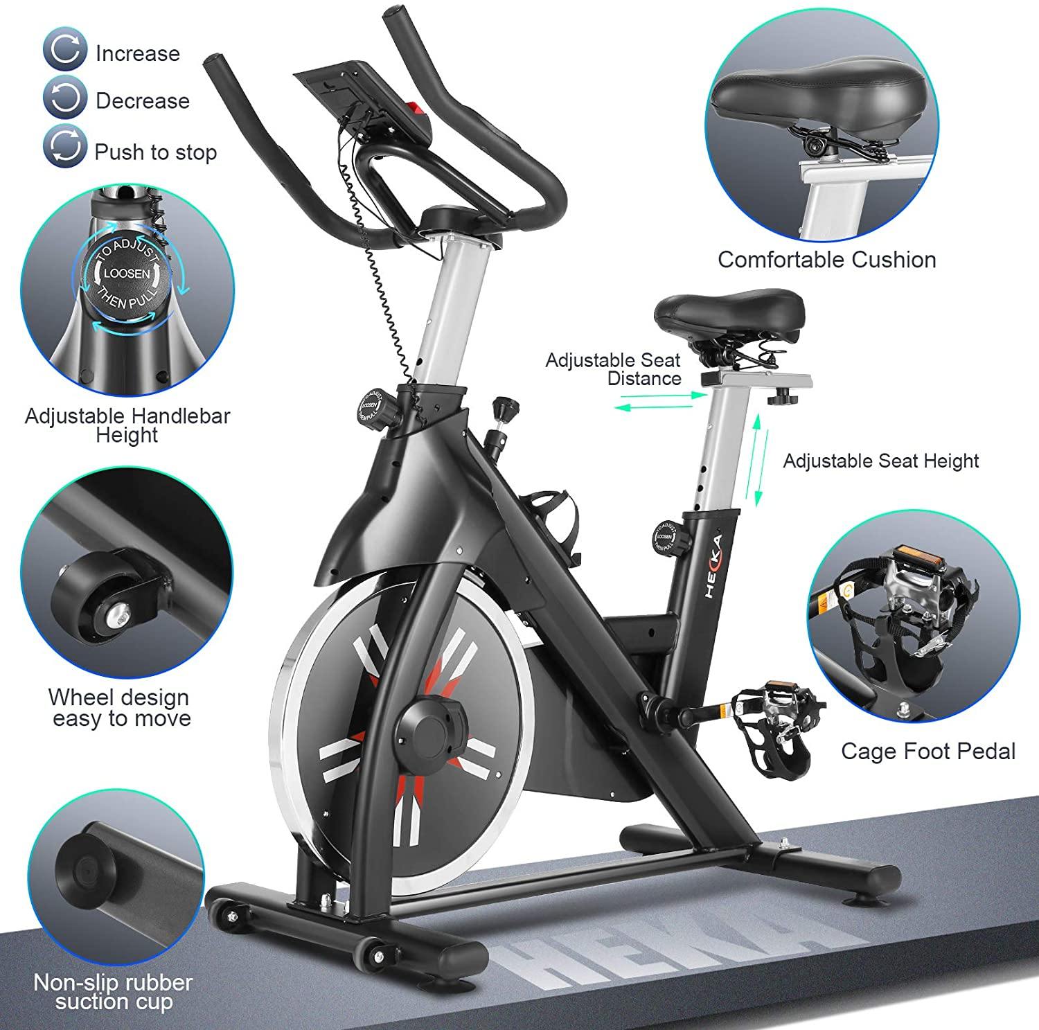 Heka Exercise Bike Indoor Cycling Bike Stationary 440lbs Weight Capacity - JOY2ESpree
