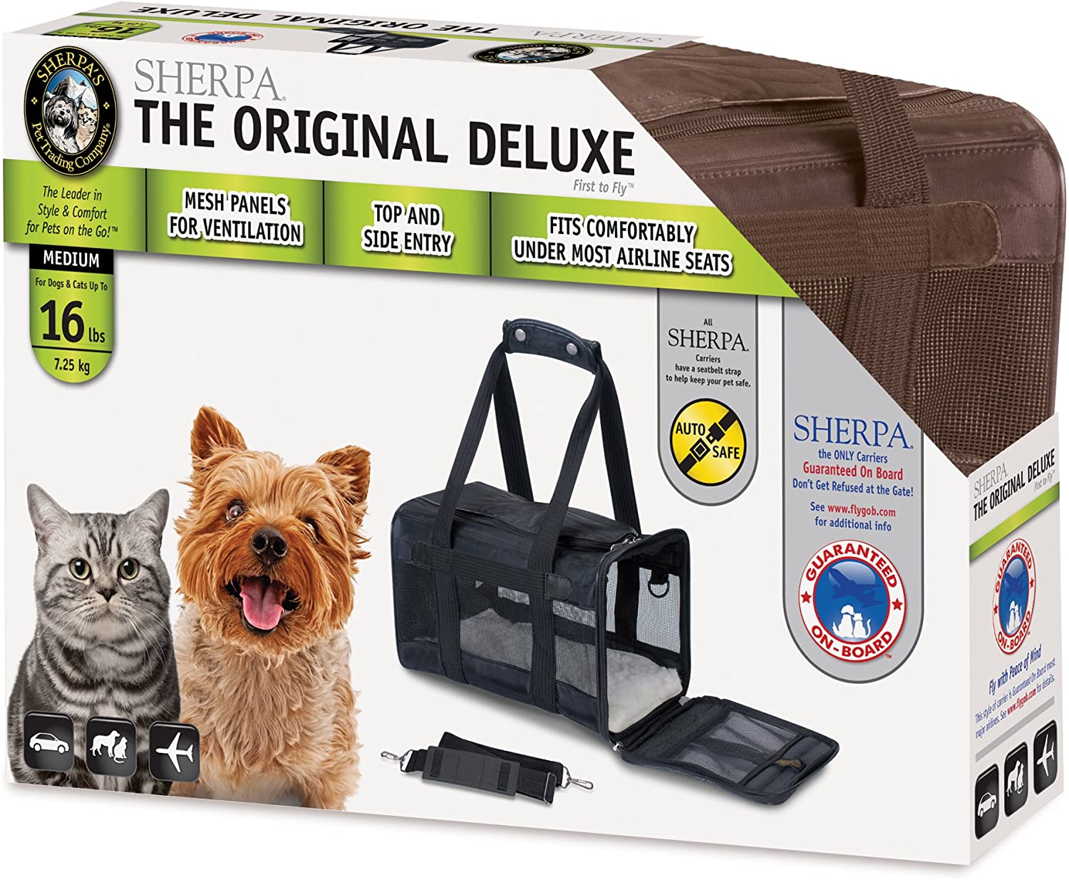 Sherpa Original Deluxe Airline Approved Pet Carrier, Medium, Black