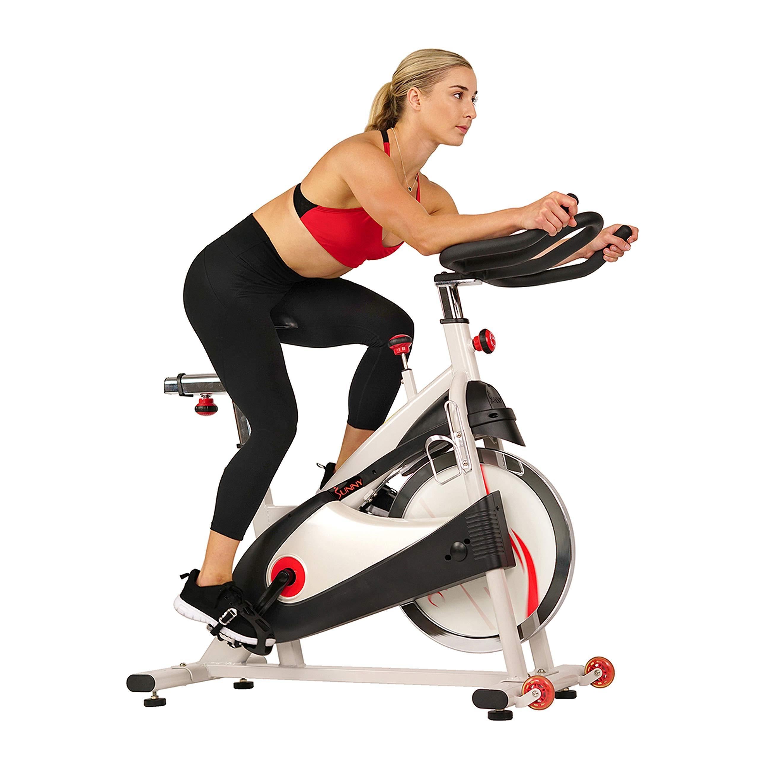 Sunny Health & Fitness Premium Indoor Cycling Exercise Bike with Clip-In Pedals - SF-B1509/C - JOY2ESpree