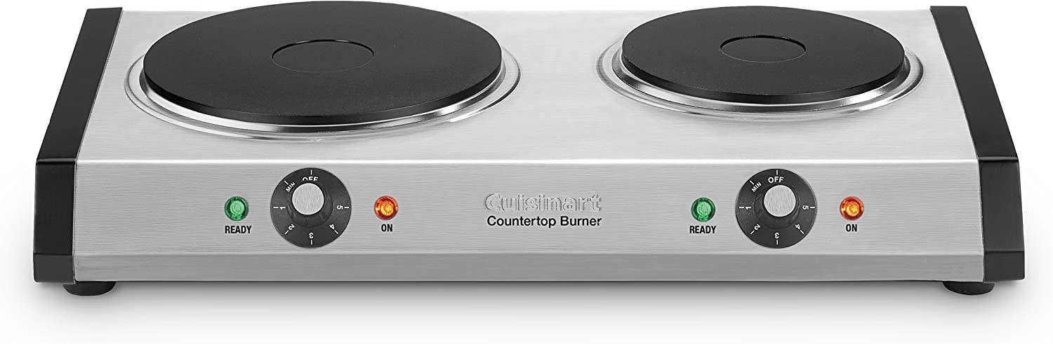 Cuisinart Cast-Iron Double Burner, 11.5"(L) x 19.5"(W) x 2.5"(H), Silver - JOY2ESpree