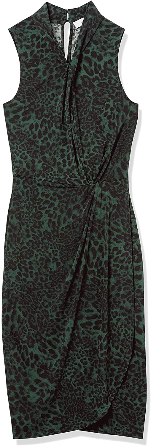 Amazon Brand - Lark & Ro Women's Sleeveless Crossover Twist Neck Faux Wrap Dress