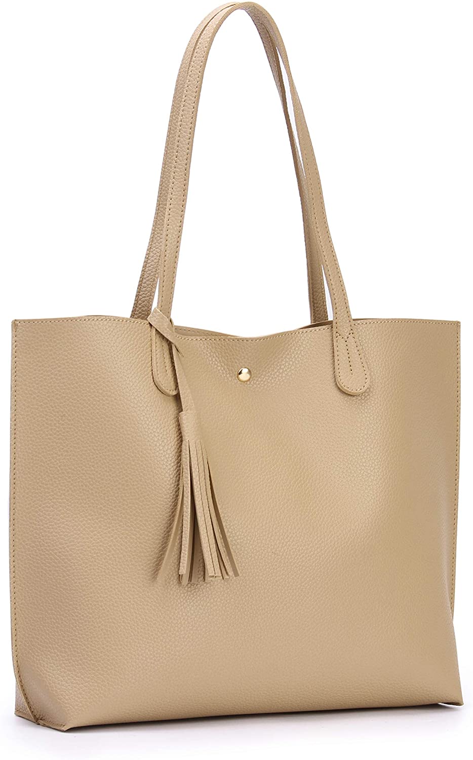 Minimalist Clean Cut Pebbled Faux Leather Tote Womens Shoulder Handbag