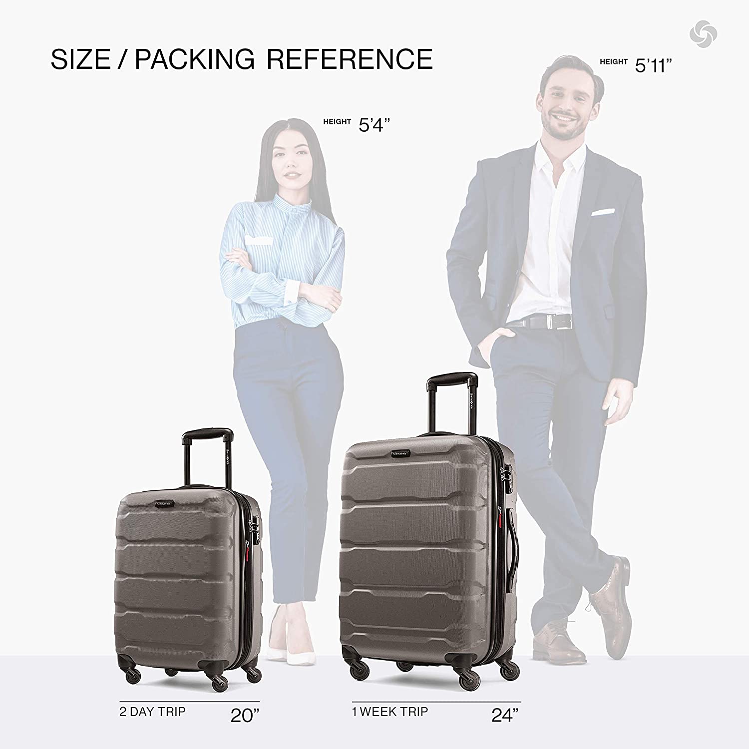 Samsonite Omni PC Hardside Expandable Luggage with Spinner Wheels, Black, Carry-On 20-Inch