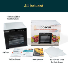 
                        
                          Muat gambar ke penampil Galeri, COSORI Premium Food Dehydrator Machine(50 Free Recipes), 6 Stainless Steel Trays with Digital Timer and Temperature Control - JOY2ESpree
                        
                      