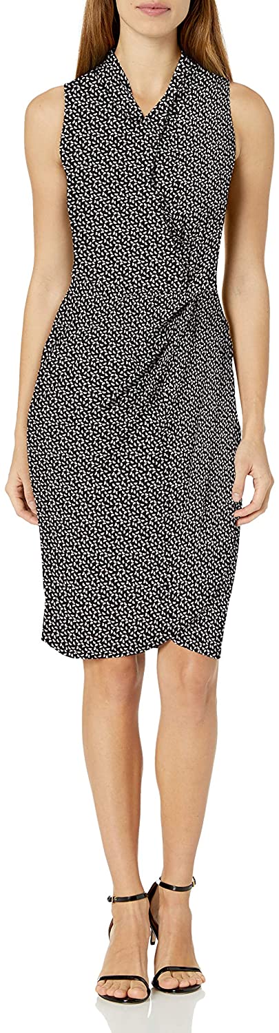 Amazon Brand - Lark & Ro Women's Sleeveless Crossover Twist Neck Faux Wrap Dress
