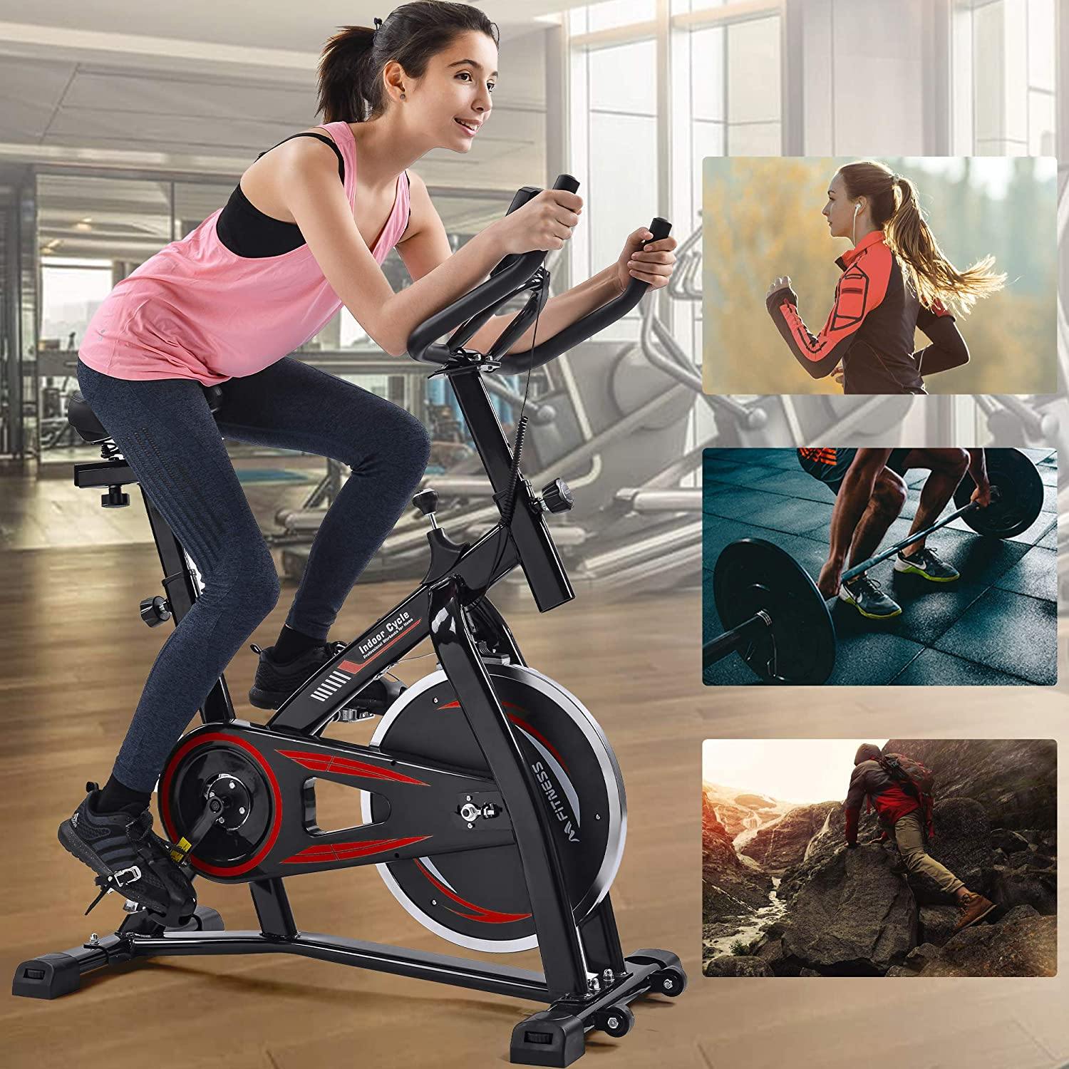 Merax Exercise Bike Indoor Cycling Bike Cycle Trainer Adjustable Stationary Bike 330LBS Weight Capacity - JOY2ESpree