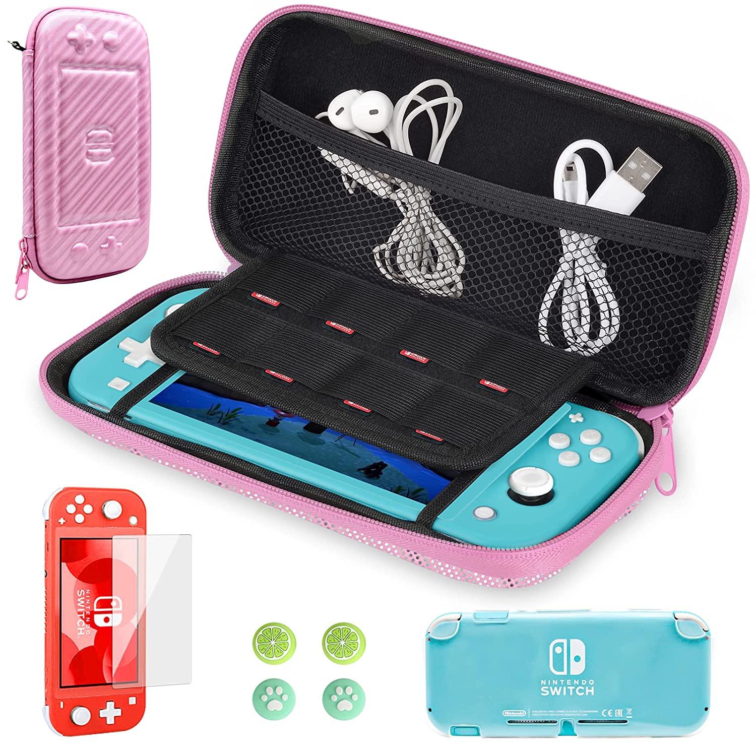 CoBak Carrying Case for Nintendo Switch Lite - with 1 Screen Protector, 1 Grip Case and 4 Thumb Grip Caps. - JOY2ESpree