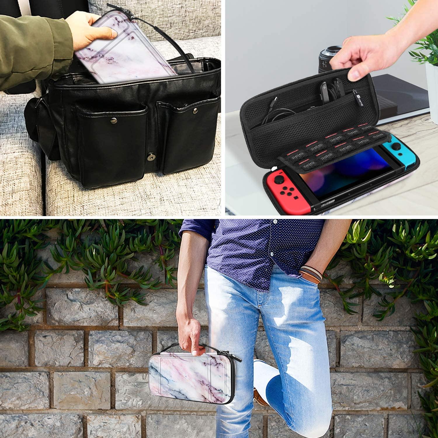 Fintie Carry Case for Nintendo Switch - [Shockproof] Hard Shell Protective Cover Travel Bag w/10 Game Card Slots - JOY2ESpree