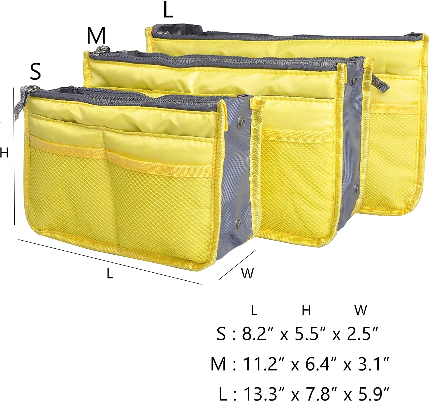 Vercord Purse Organizer Insert for Handbags Bag Organizers Inside Tote Pocketbook Women Nurse Nylon 13 Pockets Black Medium