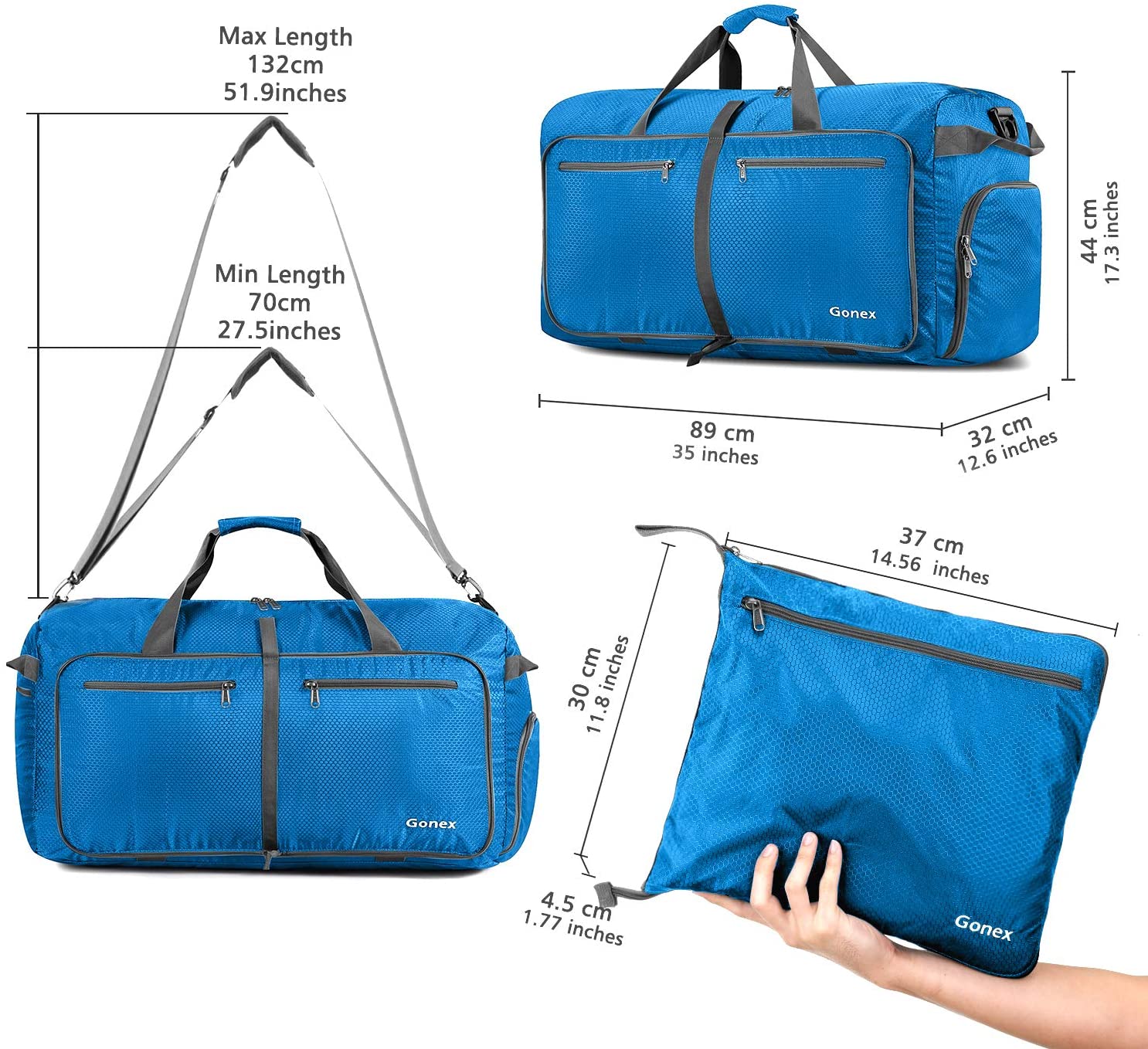Gonex 150L Travel Duffel Bag Foldable Extra Large Duffle Bag XL Heavy Duty for Men Women for Luggage Shopping Gray