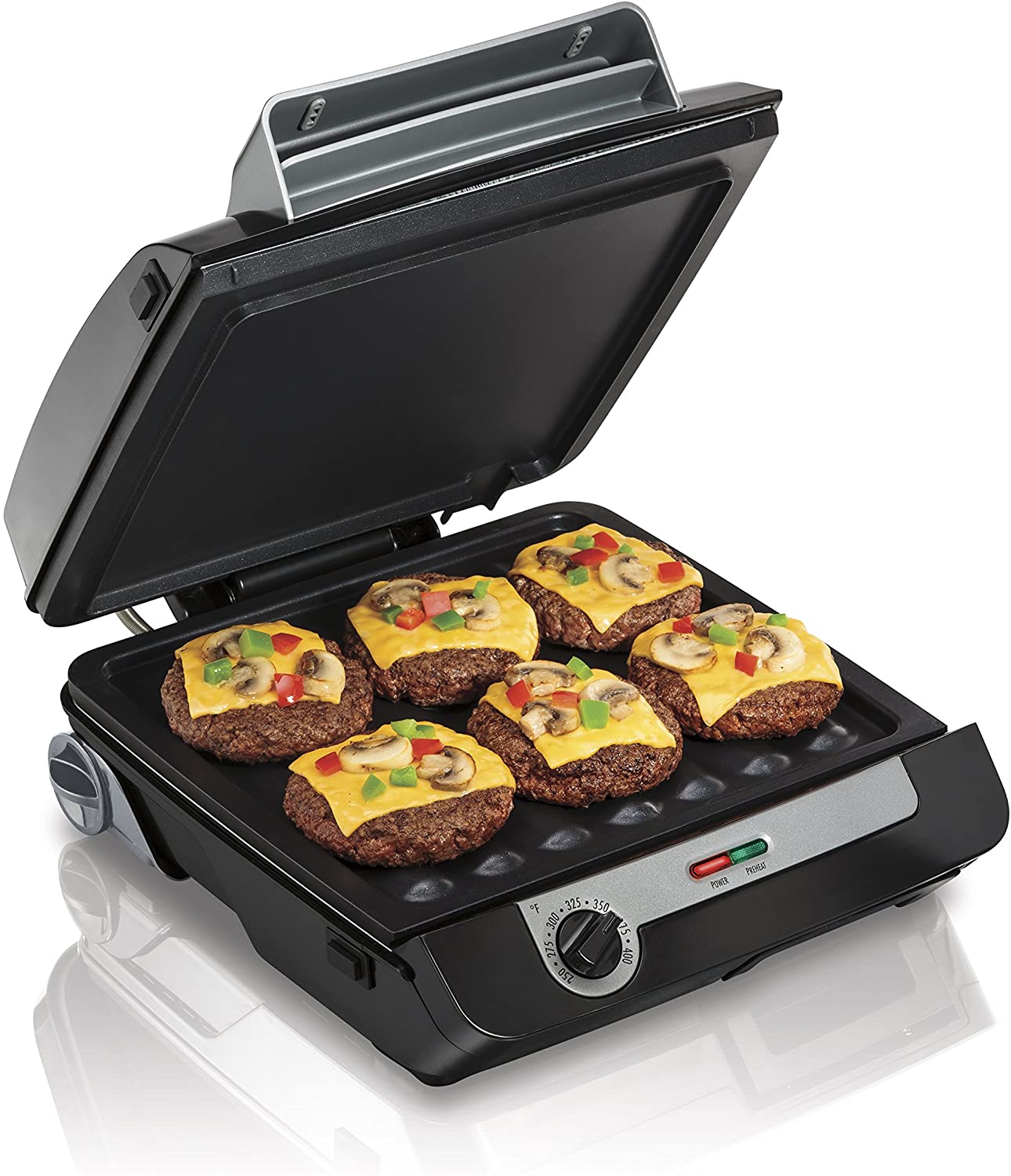 Hamilton Beach Electric Indoor Searing Grill with Viewing Window and Removable Easy-to-Clean Nonstick Plate - JOY2ESpree