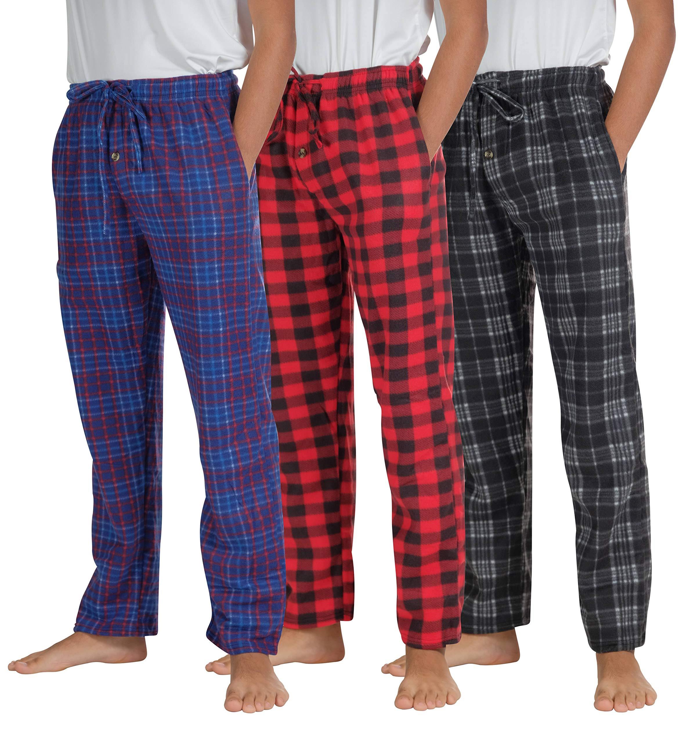 Real Essentials 3 Pack Boys Pajama Pants Super Soft Fleece PJ Lounge Bottoms for Kids - JOY2ESpree