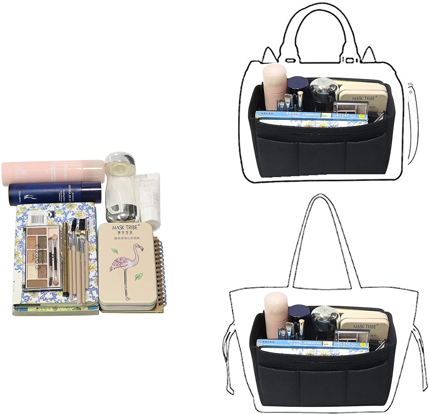 Purse Handbag Organizer Insert, MISIXILE Felt Bag Organizer with Handles