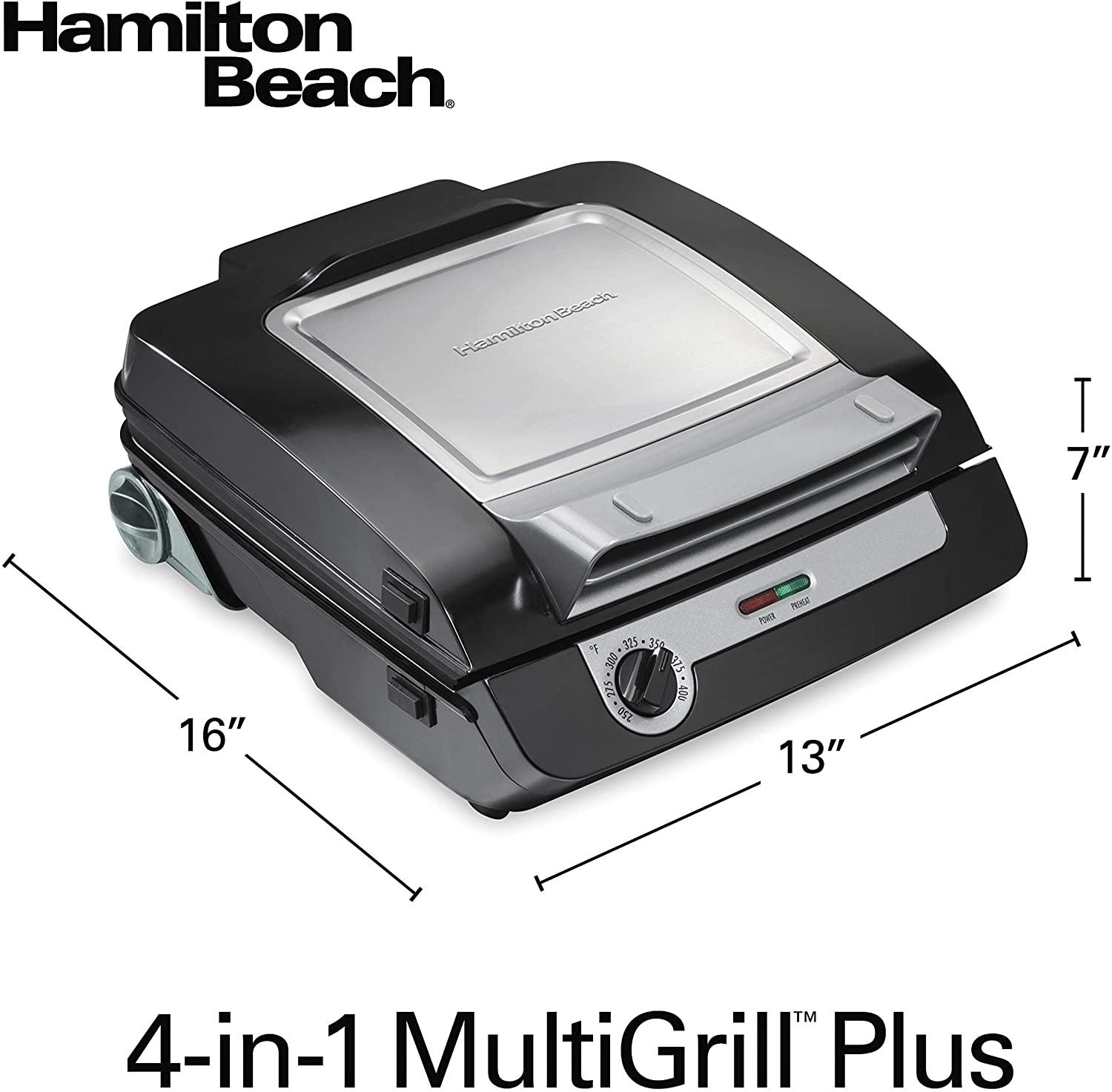 Hamilton Beach Electric Indoor Searing Grill with Viewing Window and Removable Easy-to-Clean Nonstick Plate - JOY2ESpree