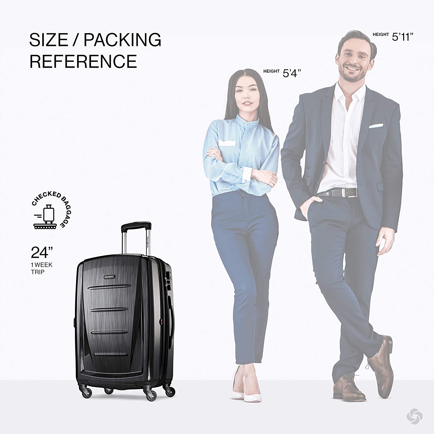 Samsonite Winfield 2 Hardside Expandable Luggage with Spinner Wheels, Charcoal, Checked-Large 28-Inch