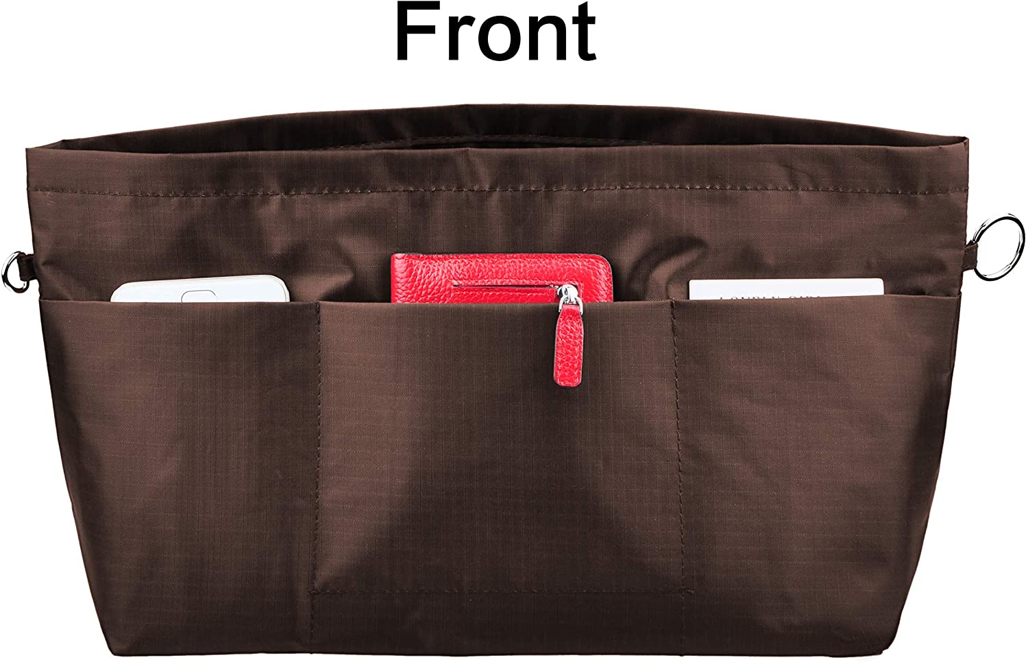 Vercord Purse Organizer Insert Bag Tote Handbags Pocketbook Inserts Organizers Zipper 11 Pockets Black Medium