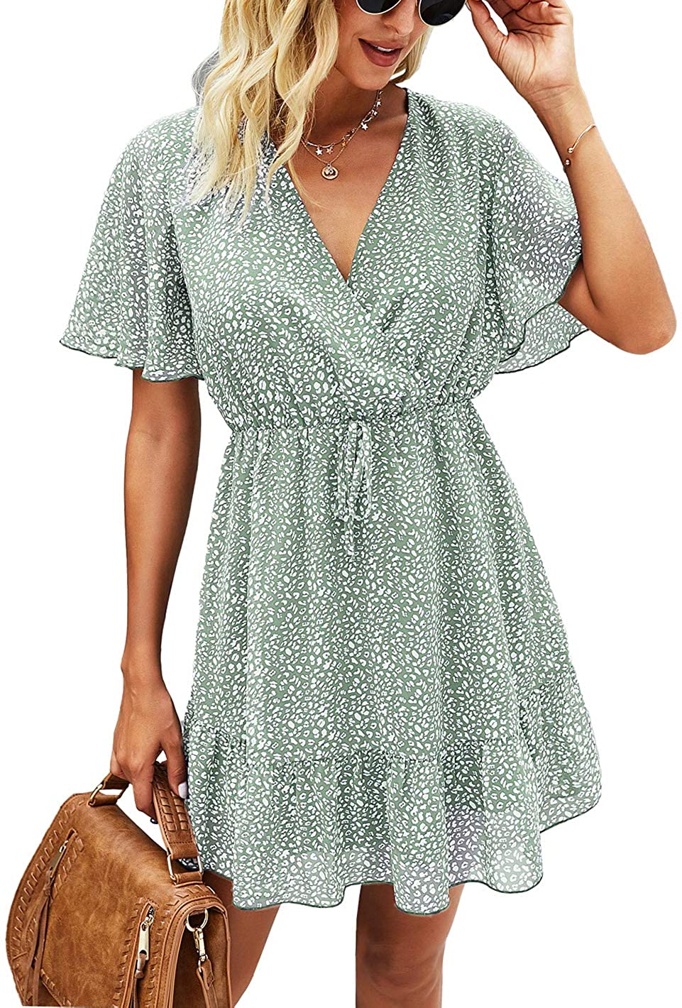 KIRUNDO 2021 Women’s Summer Short Sleeve Ruffle Floral Dress