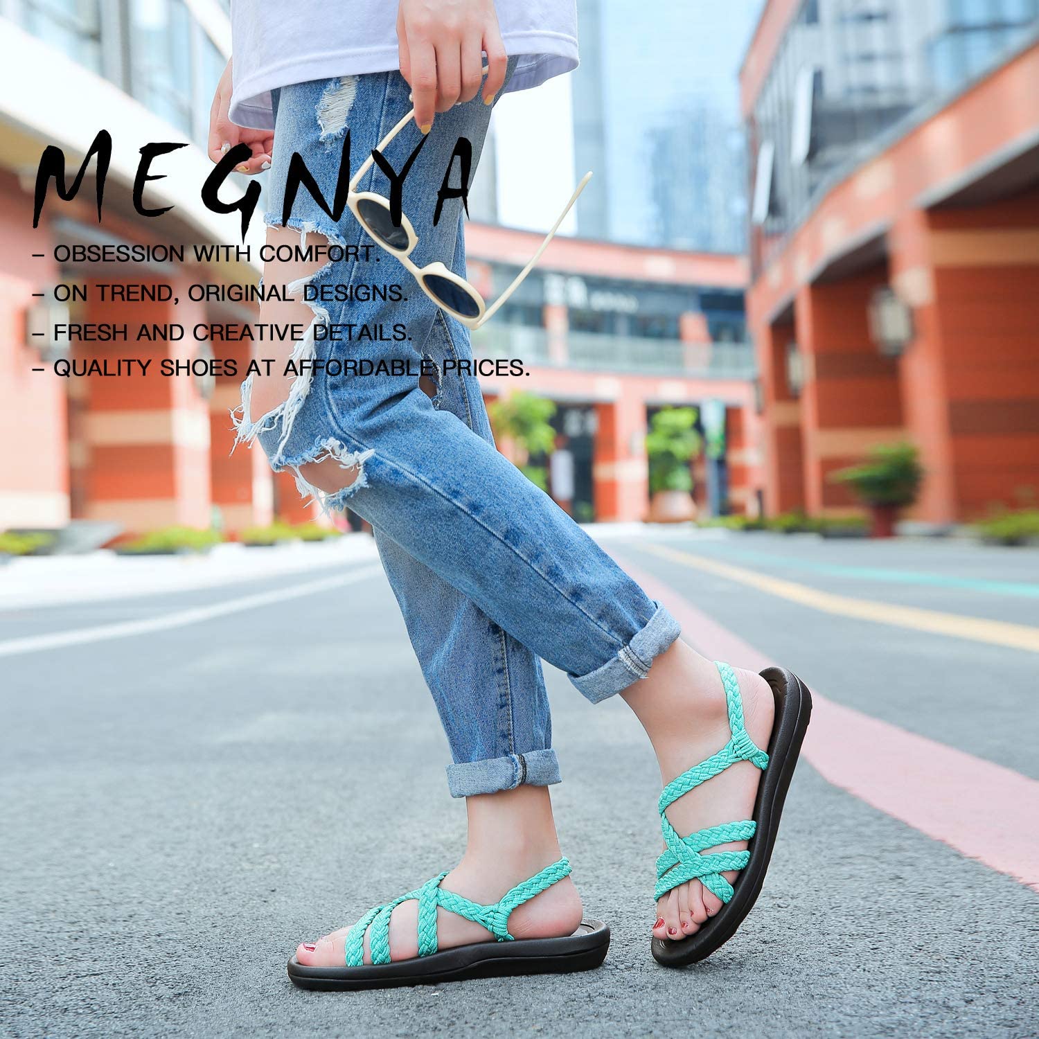 MEGNYA Women's Comfortable Walking Sandals with Arch Support Waterproof for Walking/Hiking/Travel/Wedding/Water Spot/Beach