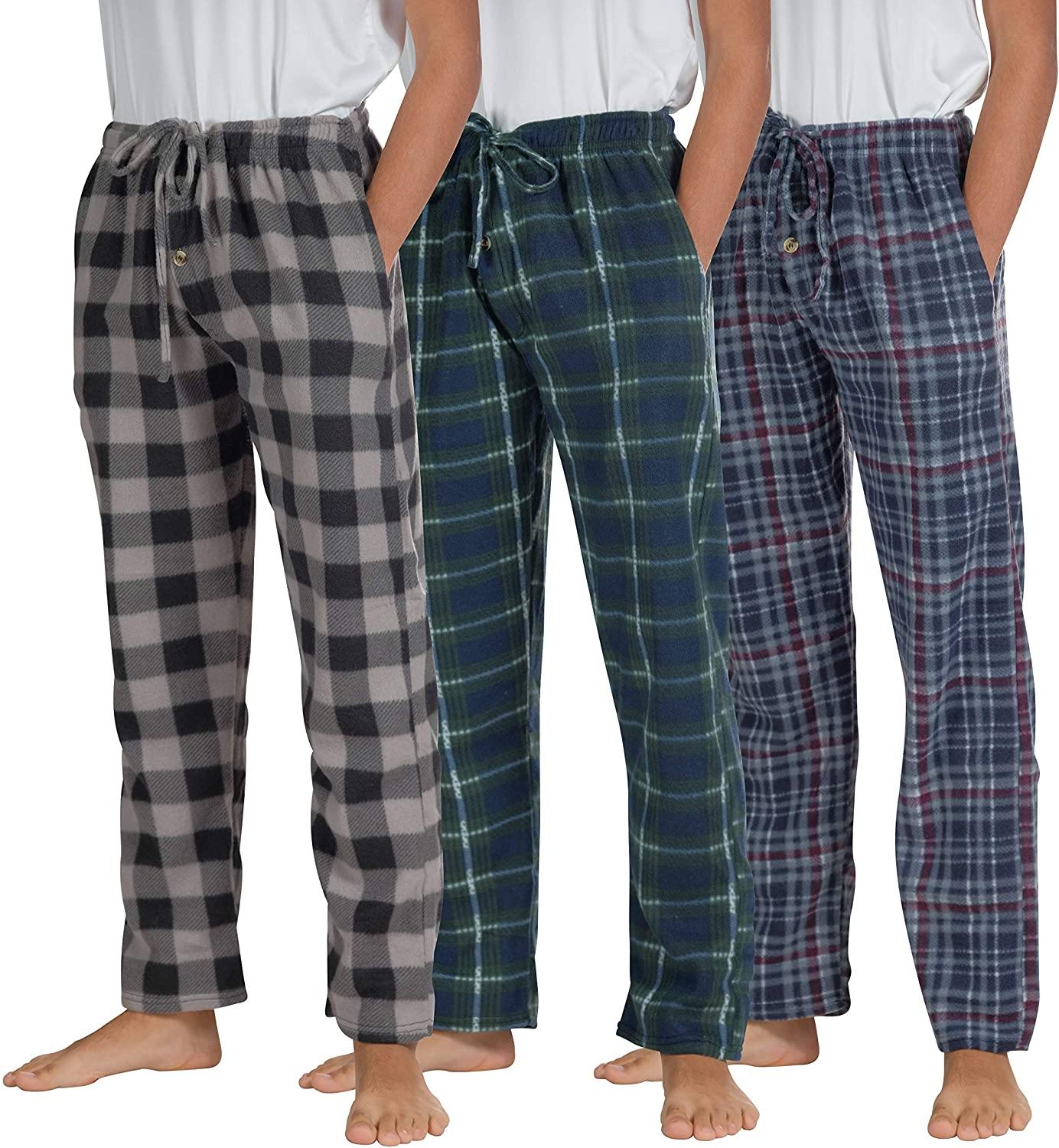 Real Essentials 3 Pack Boys Pajama Pants Super Soft Fleece PJ Lounge Bottoms for Kids - JOY2ESpree
