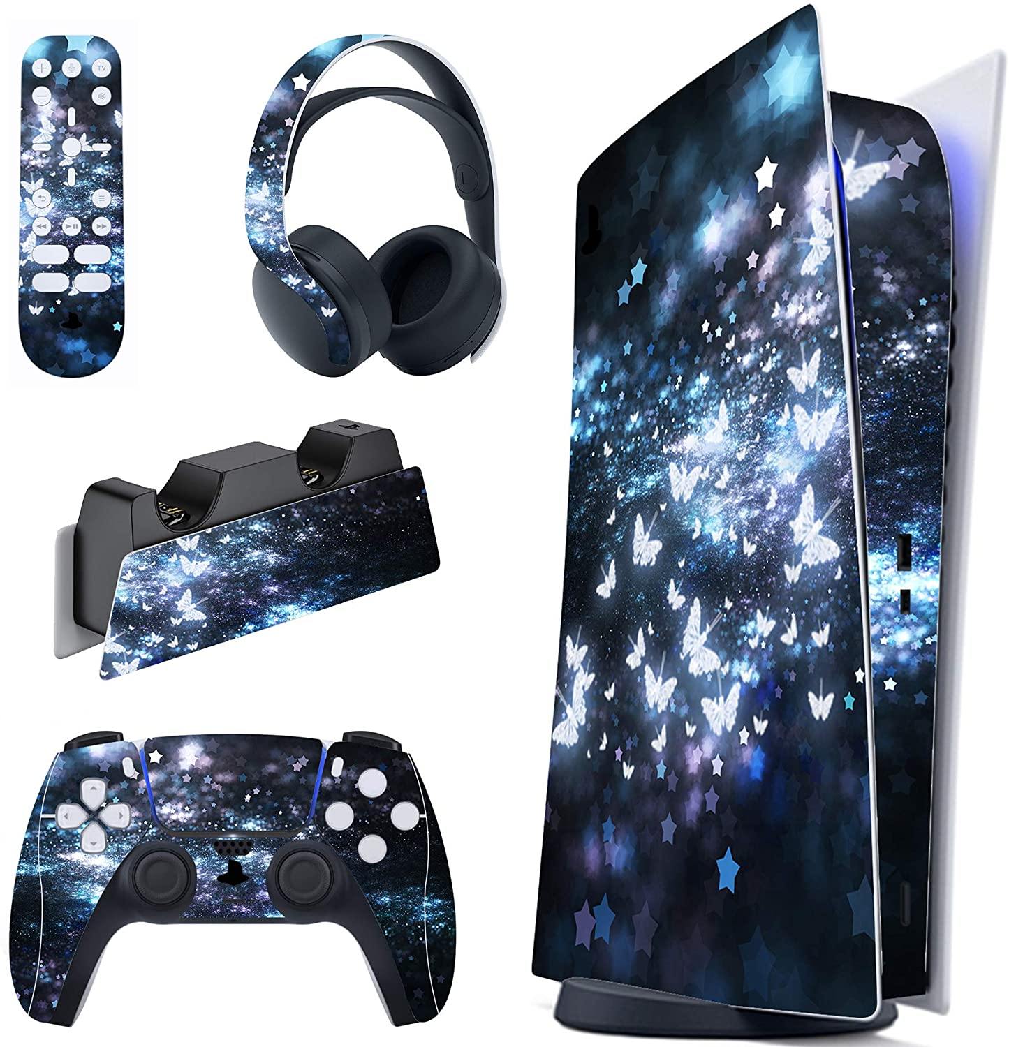 PlayVital Blue Nebula Full Set Skin Decal for PS5 Console Digital Edition - JOY2ESpree