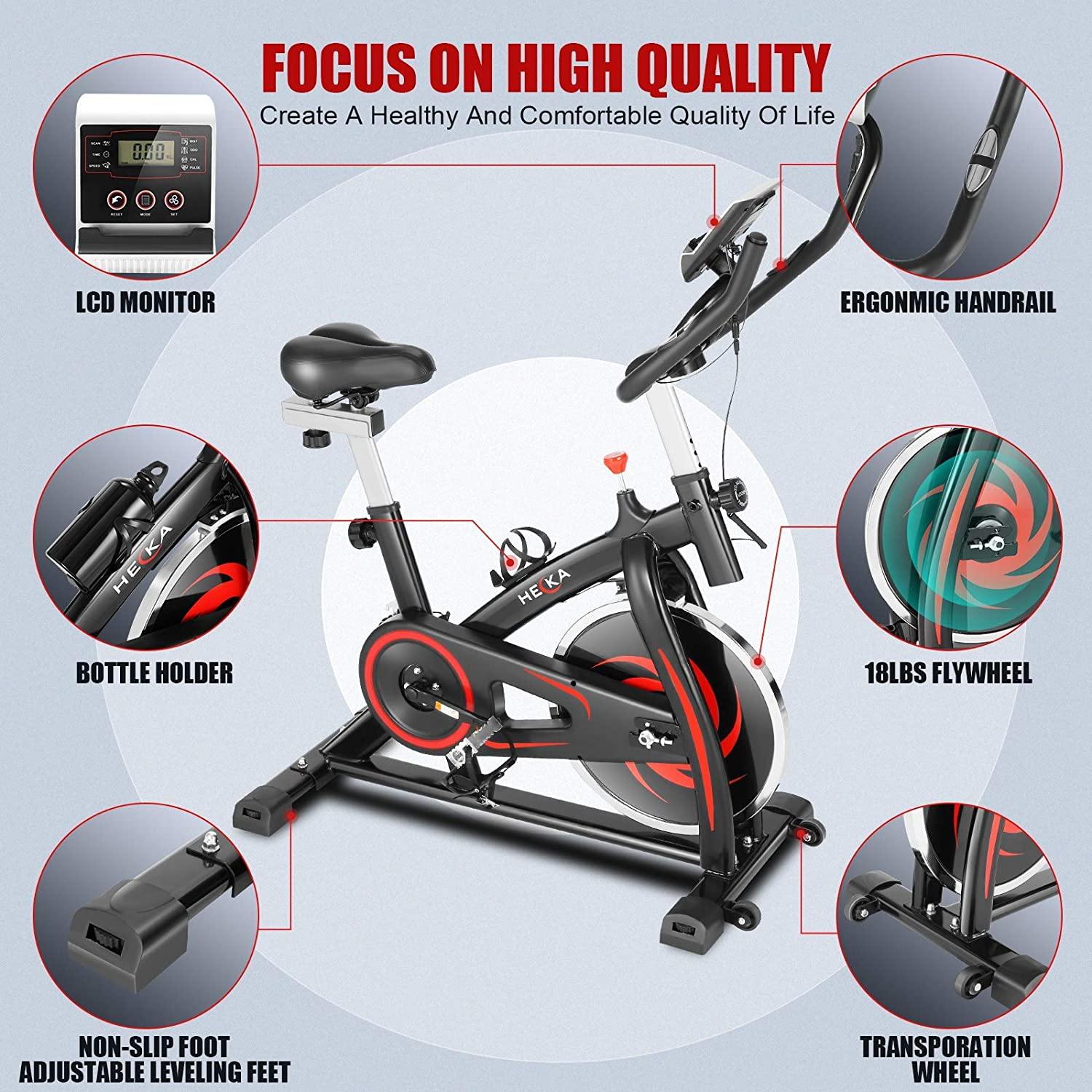 HEKA Indoor Cycling Bike Stationary, Belt Drive Indoor Exercise Bikes - JOY2ESpree