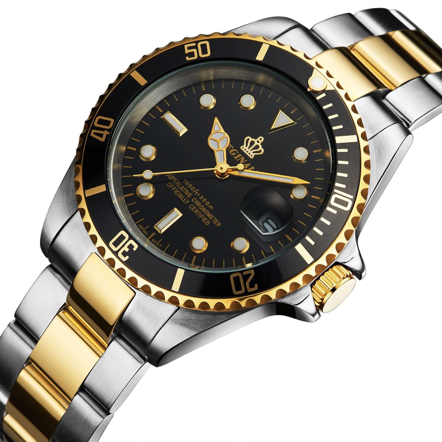 Mens Luxury Watches Ceramic Bezel Sapphire Glass Luminous Quartz Silver Gold Two Tone Stainless Steel Watch