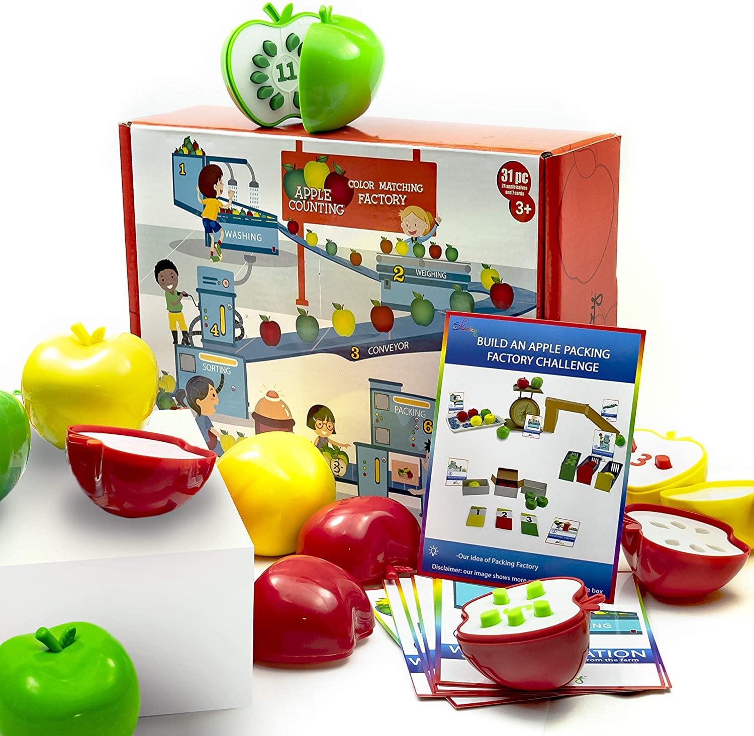 Skoolzy Counting Toddler Games - STEM Apple Factory Learning Toys for 3 Year olds +, Fine Mllotor Skills - JOY2ESpree