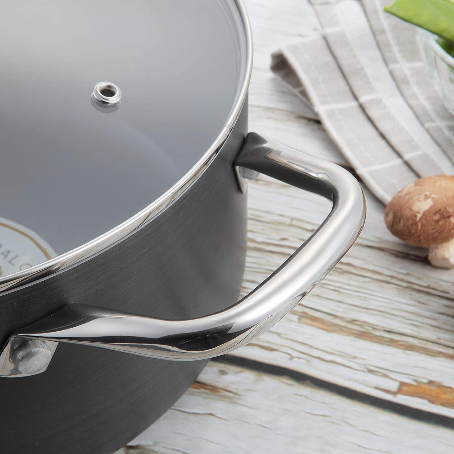 cooper pan Hard Anodized Nonstick Induction Cookware Set,13-Piece Aluminum Pots and Pans Set with Lids, Dishwasher Safe Oven Safe, Black - JOY2ESpree