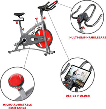 
                        
                          Cargar imagen en el visor de la galería, Sunny Health &amp; Fitness Indoor Cycling Exercise Bike with LCD Monitor, 40 lb chrome Flywheel, 265 lb Max Weight - SF-B1423/C - JOY2ESpree
                        
                      