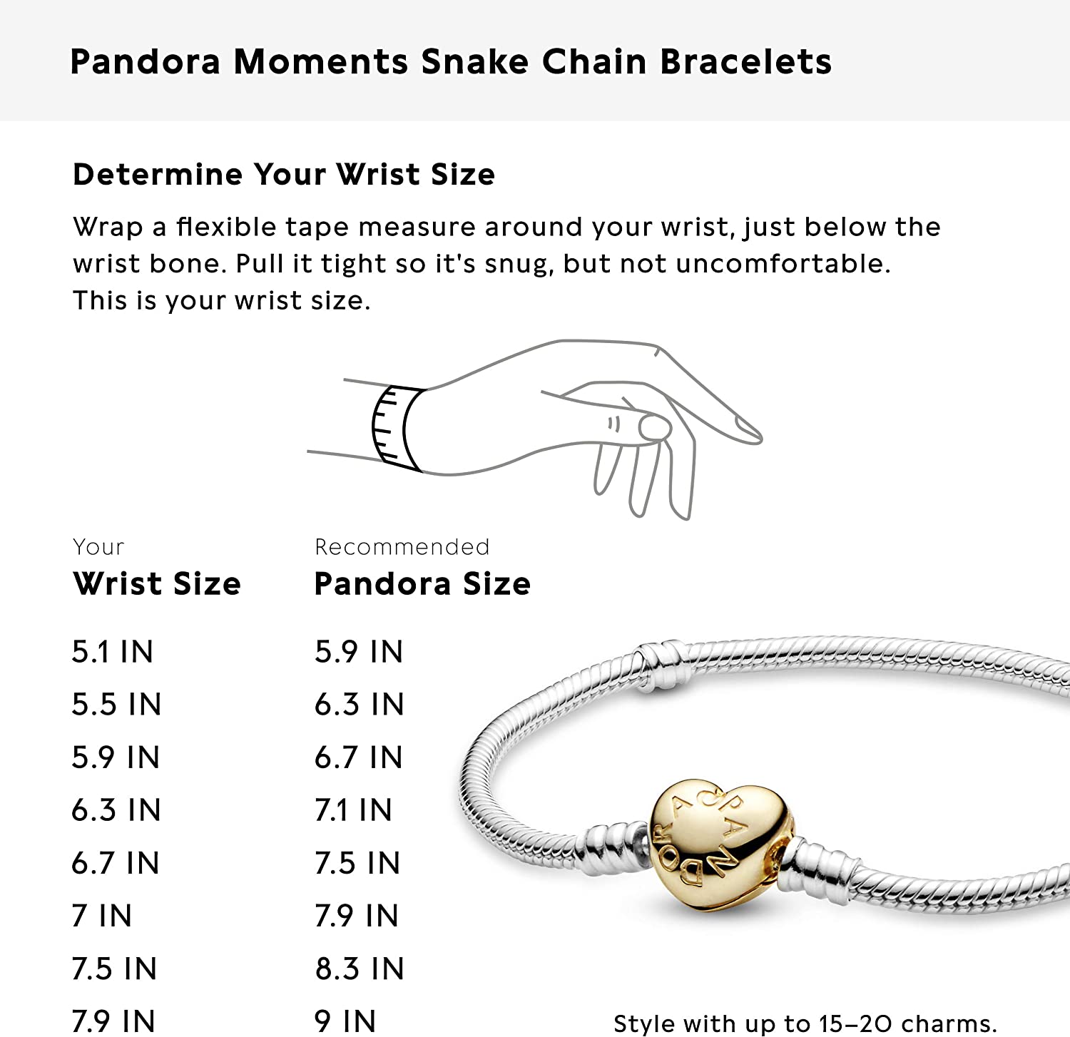 Pandora Jewelry Moments Heart Clasp Snake Chain Pandora Shine and Sterling Silver Bracelet - JOY2ESpree