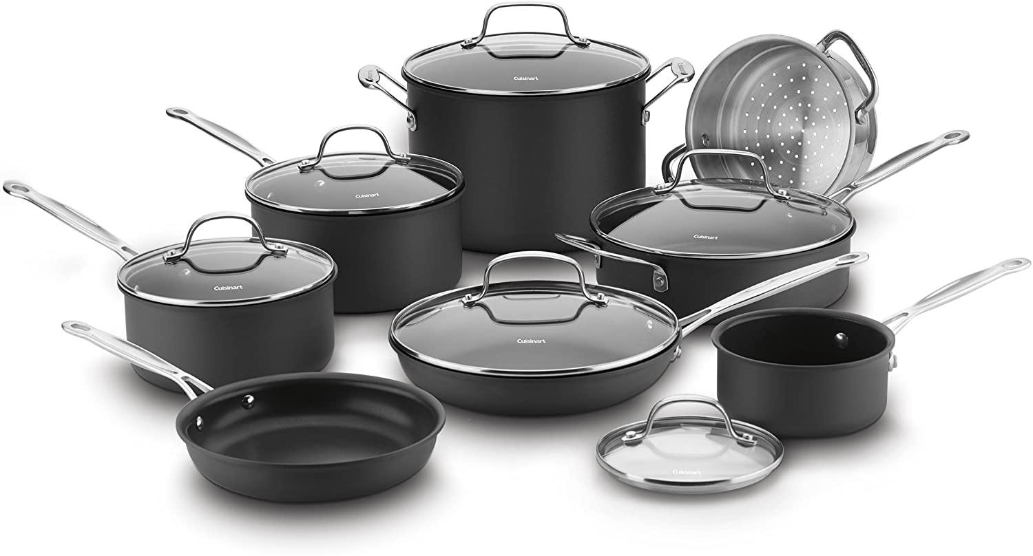 Cuisinart Chef's Classic Non-Stick Hard Anodized, 17 Piece Set, Black - JOY2ESpree