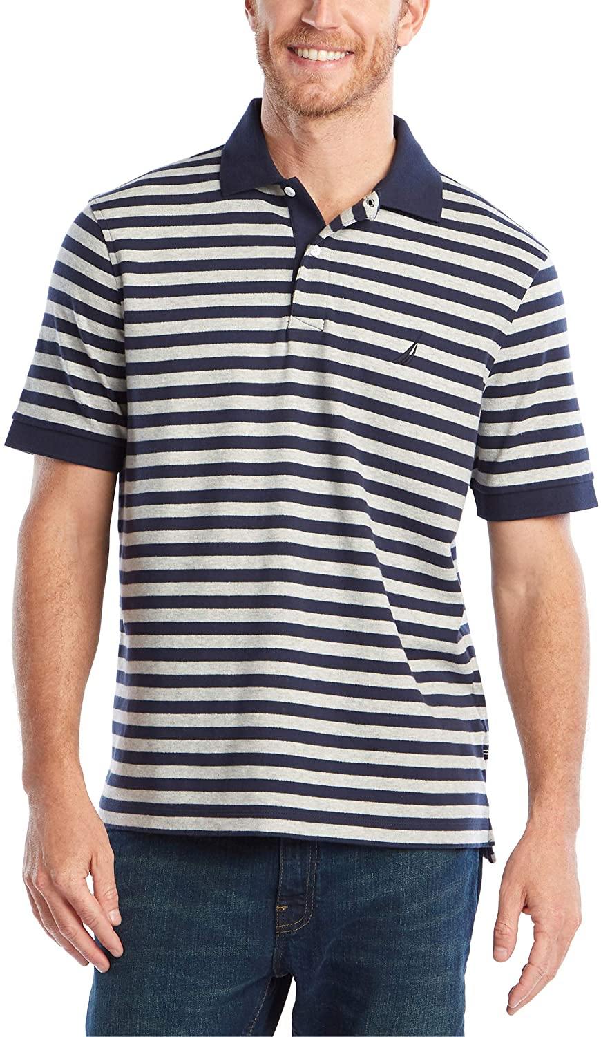 Nautica Men's Classic Fit 100% Cotton Soft Short Sleeve Stripe Polo Shirt - JOY2ESpree