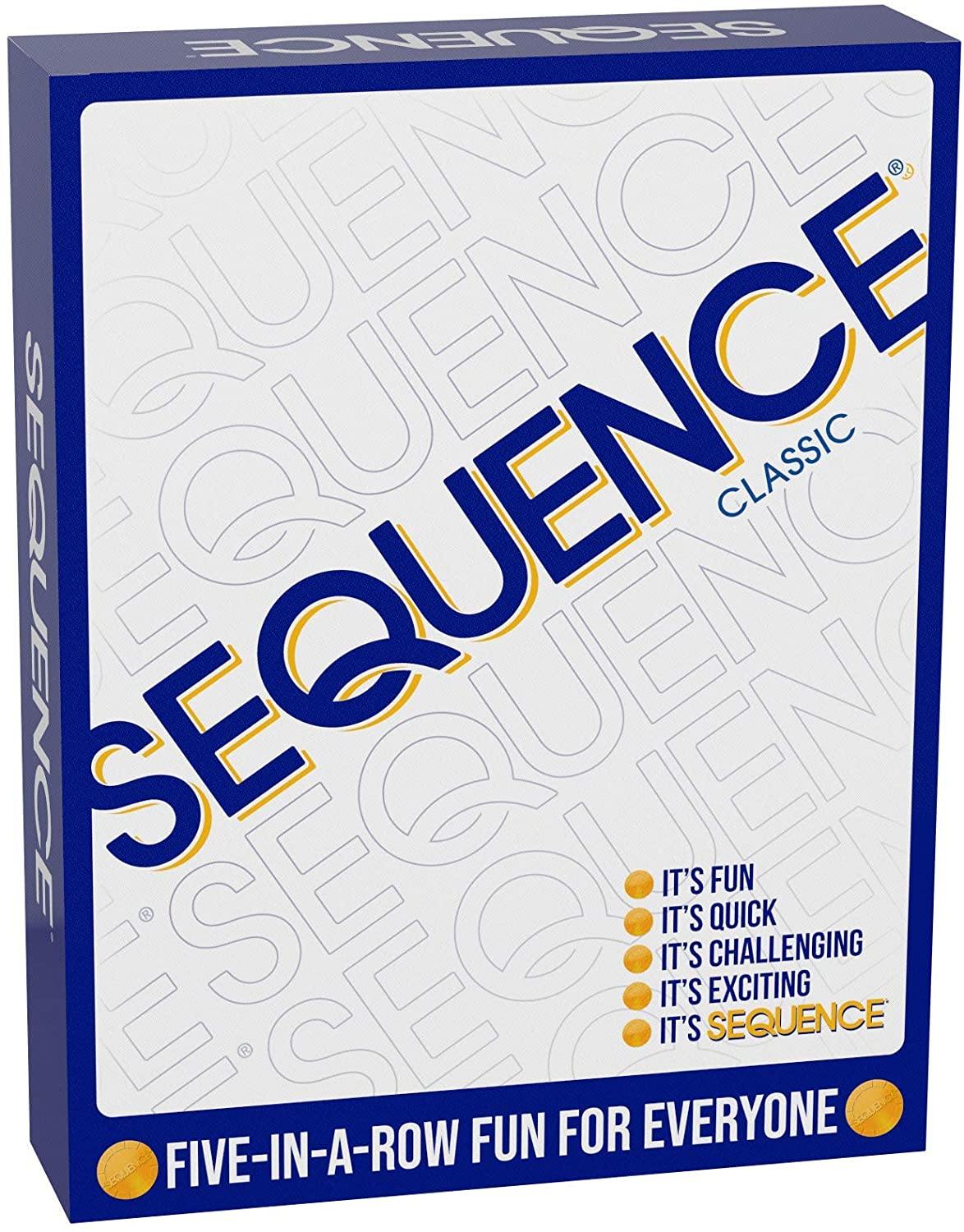 SEQUENCE- Original SEQUENCE Game with Folding Board, Cards and Chips by Jax ( Packaging may Vary ) White, 10.3" x 8.1" x 2.31" - JOY2ESpree