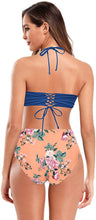 
                        
                          画像をギャラリービューアに読み込む, SHEKINI Women's Floral Printing Cutout Strappy Halter Swimsuits Bikini Suits
                        
                      