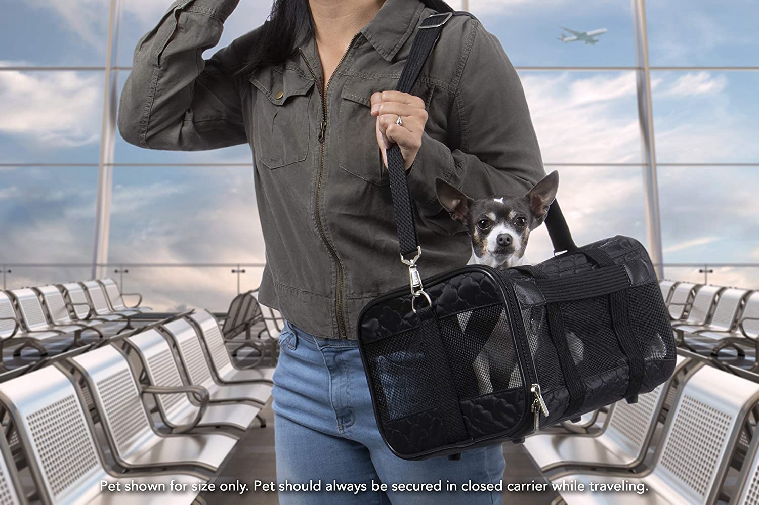 Sherpa Original Deluxe Airline Approved Pet Carrier, Medium, Black