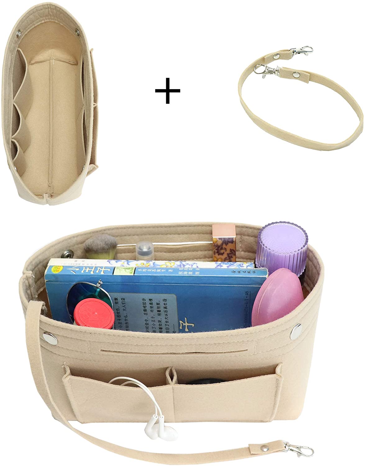 MISIXILE Felt Purse Organizer Insert Handbag Organizer,Tote Bag in Bag Organizer Fits Speedy Neverfull with Handles Keychain